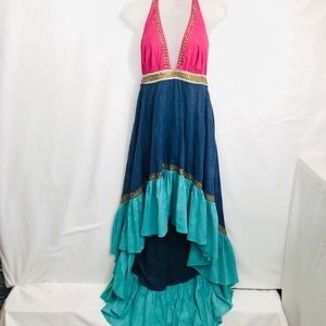 Gorgeous VIX by Paula Hermanny M Ruffled Dress Coverup Studded NWOT Hi Low